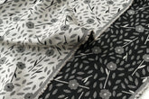 Japanese Fabric Yarn Dyed Woven Jacquard Sweet Floral - grey, black - 50cm